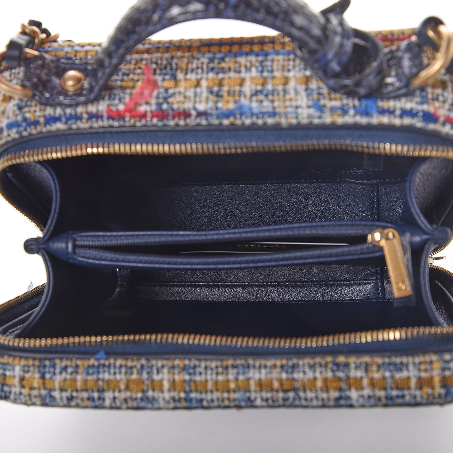 Tweed Snakeskin Quilted Medium CC Filigree Vanity Case Multicolor