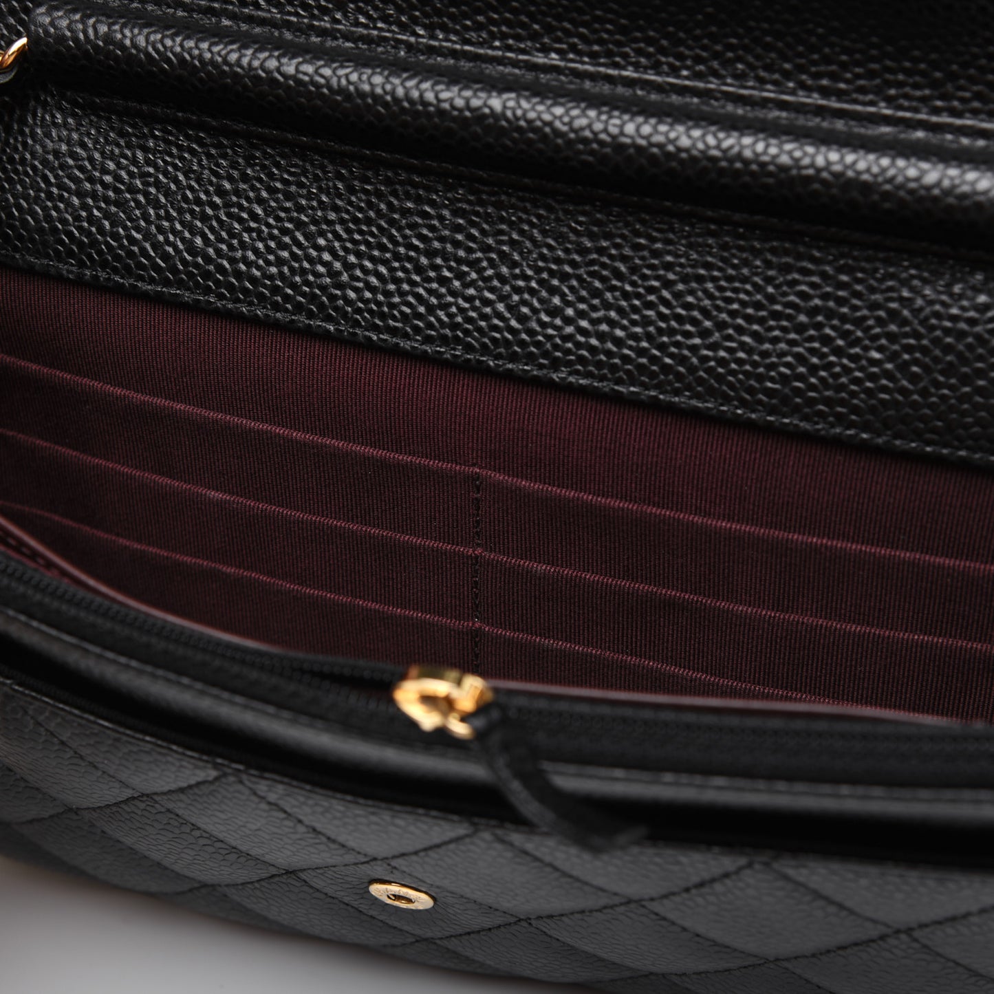 Caviar Quilted Wallet On Chain WOC Black