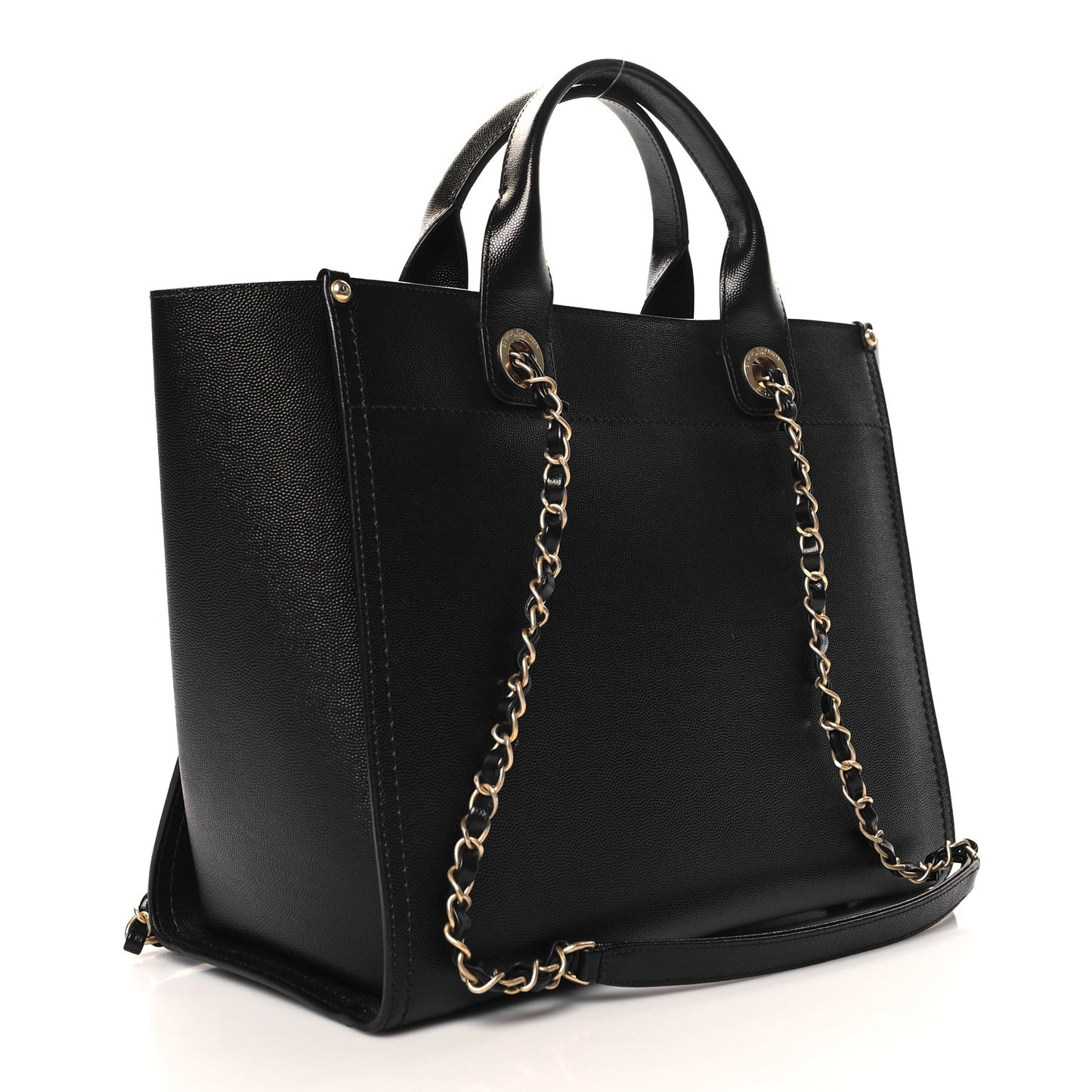Caviar Small Studded Deauville Tote Black
