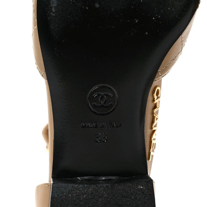 Chanel Lambskin Grosgrain Cap Toe CC Ankle Strap Sandals 36 Beige Black 6 of 10