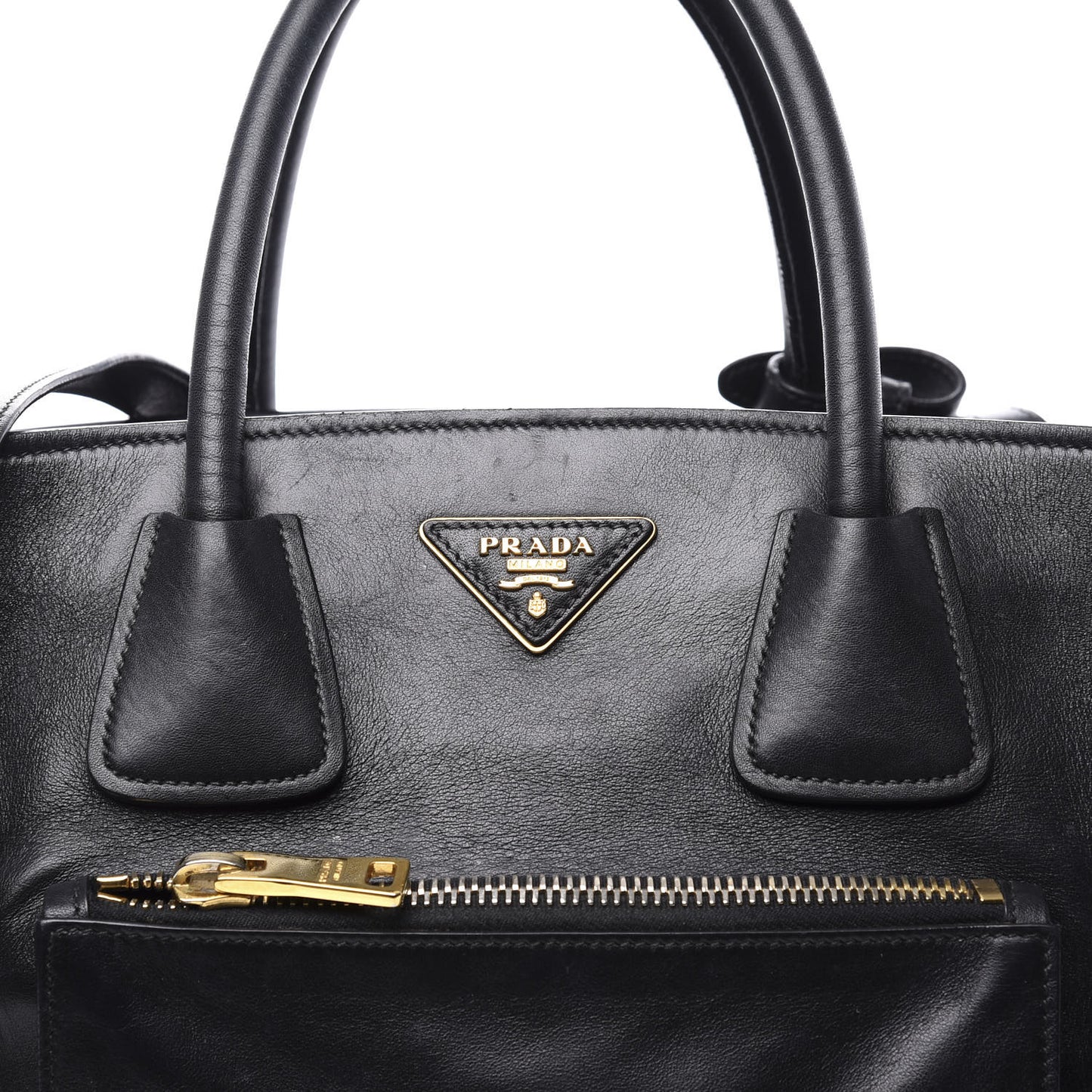 City Calf Front Pocket Tote Black