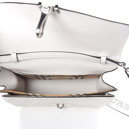 Burberry Calfskin Perforated Small Macken Crossbody Bag White 5 of 8