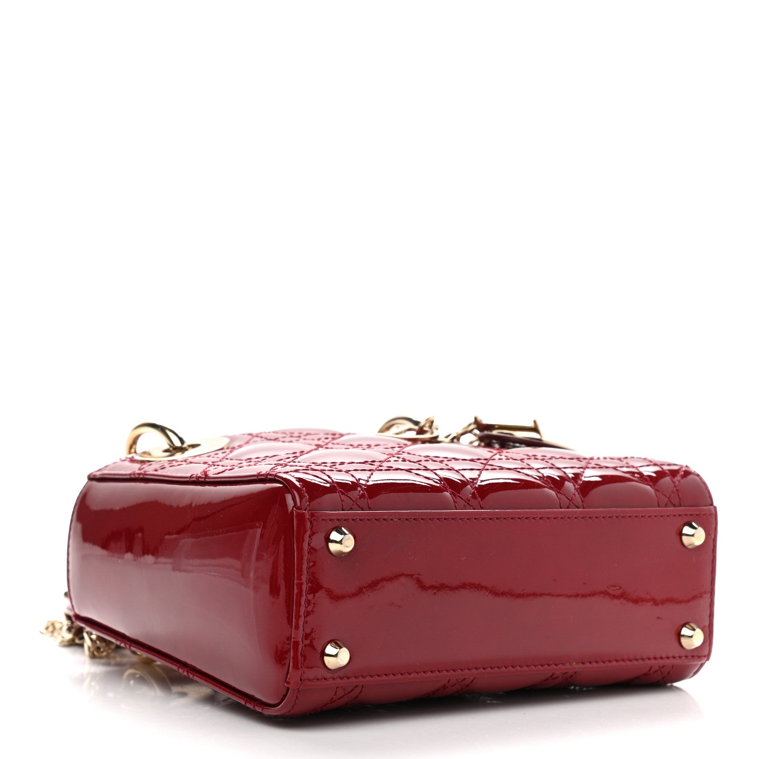 Christian Dior Patent Cannage Mini Lady Dior Red 4 of 13