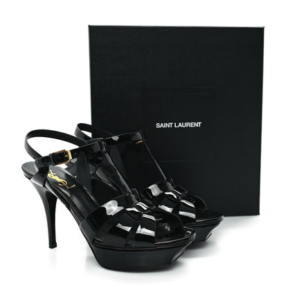 Saint Laurent Patent Tribute 105 Platform Sandals 38.5 Black 10 of 10