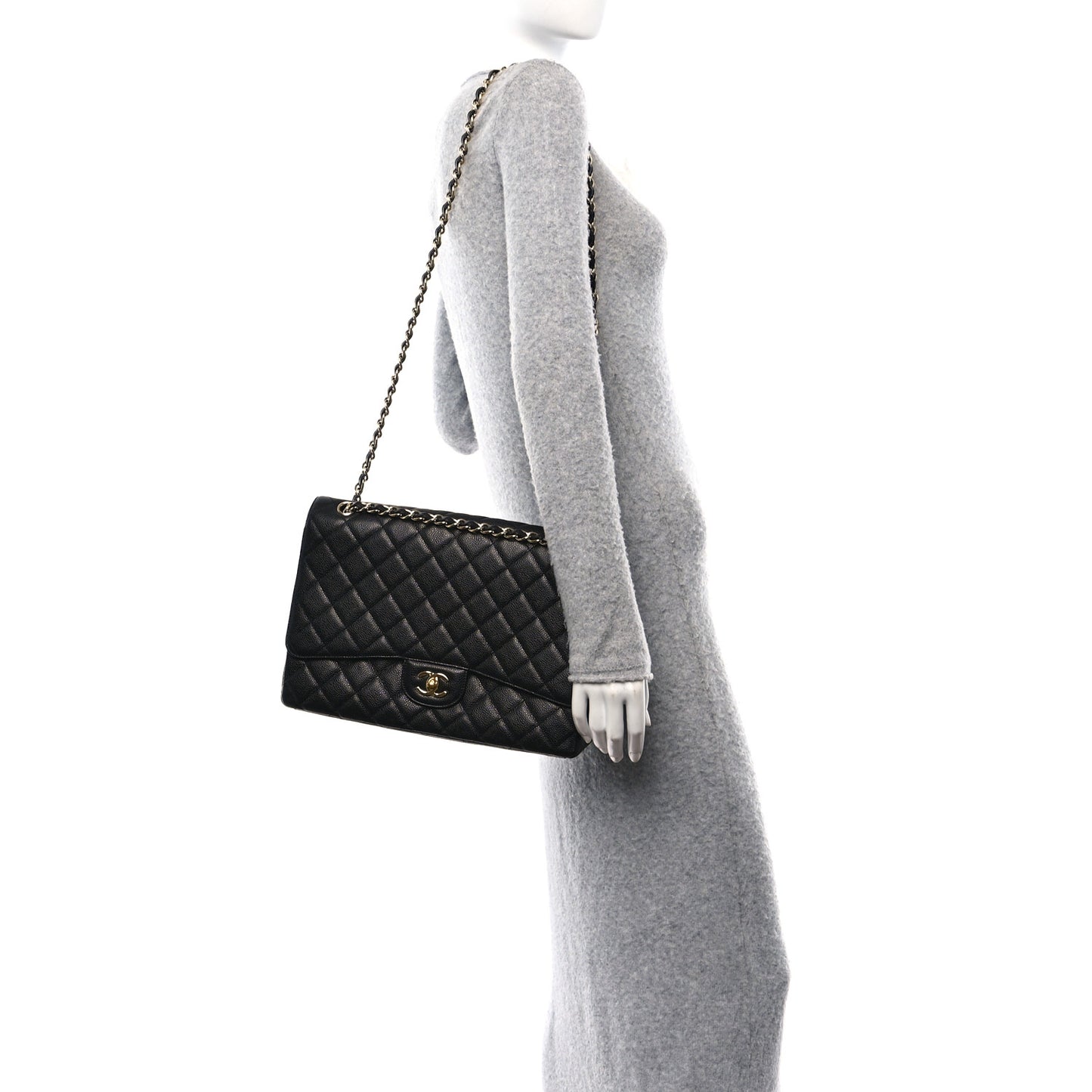 Caviar Maxi Single Flap Black