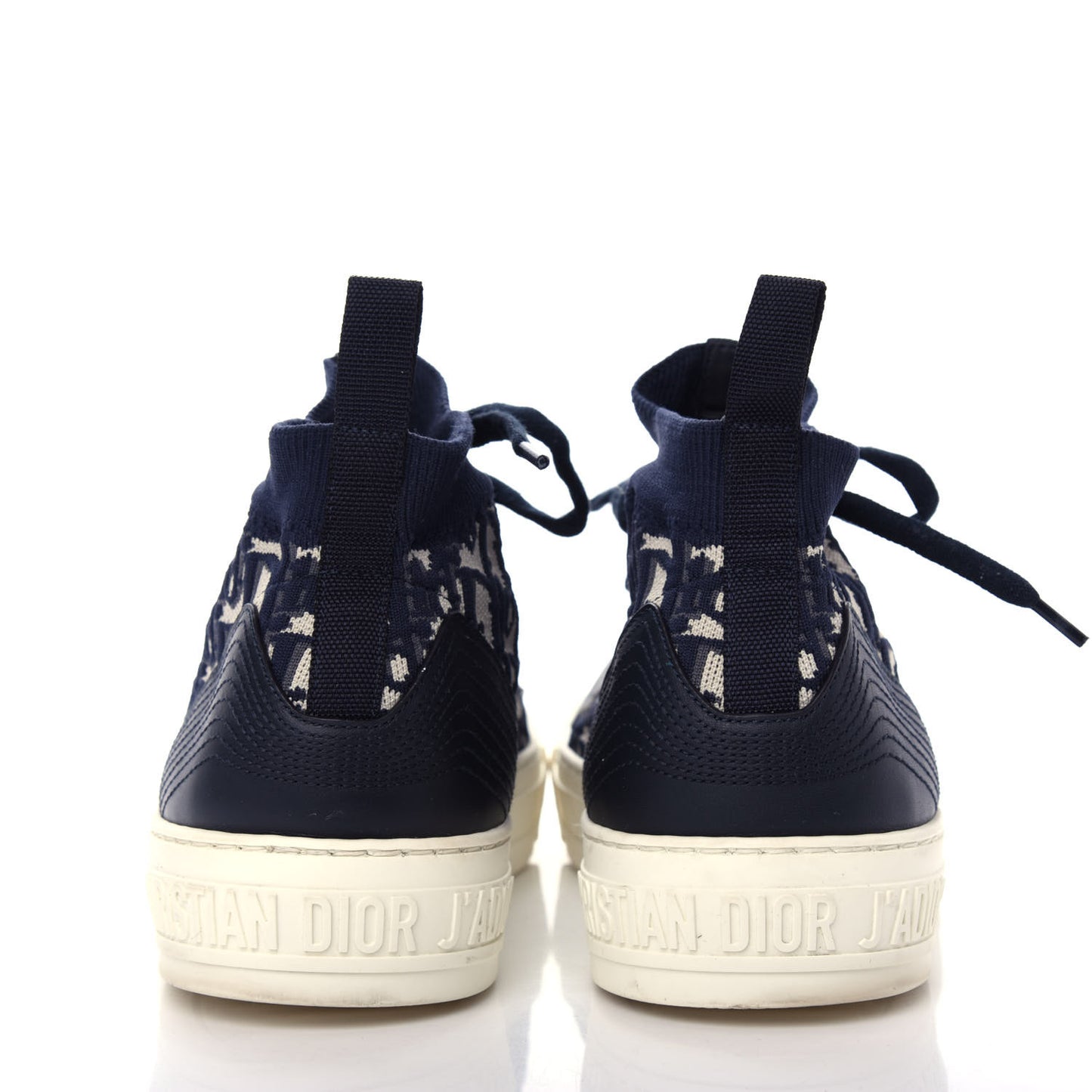 Technical Knit Calfskin Oblique Womens Walk'n Dior Mid Top Sneakers 39 Deep Blue