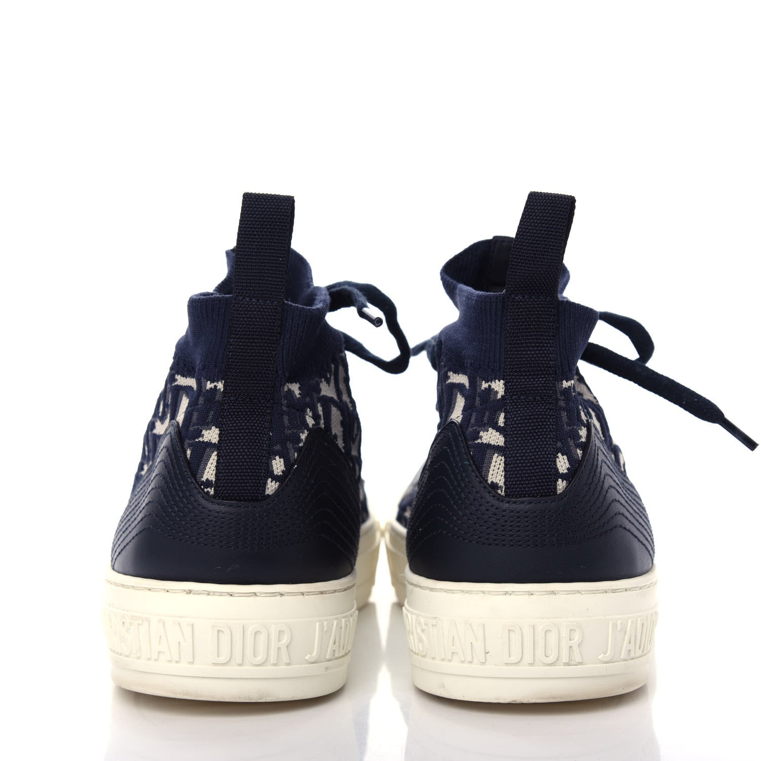 Christian Dior Technical Knit Calfskin Oblique Womens Walk'n Dior Mid Top Sneakers 39 Deep Blue 7 of 10