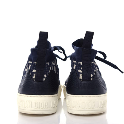 Christian Dior Technical Knit Calfskin Oblique Womens Walk'n Dior Mid Top Sneakers 39 Deep Blue 7 of 10