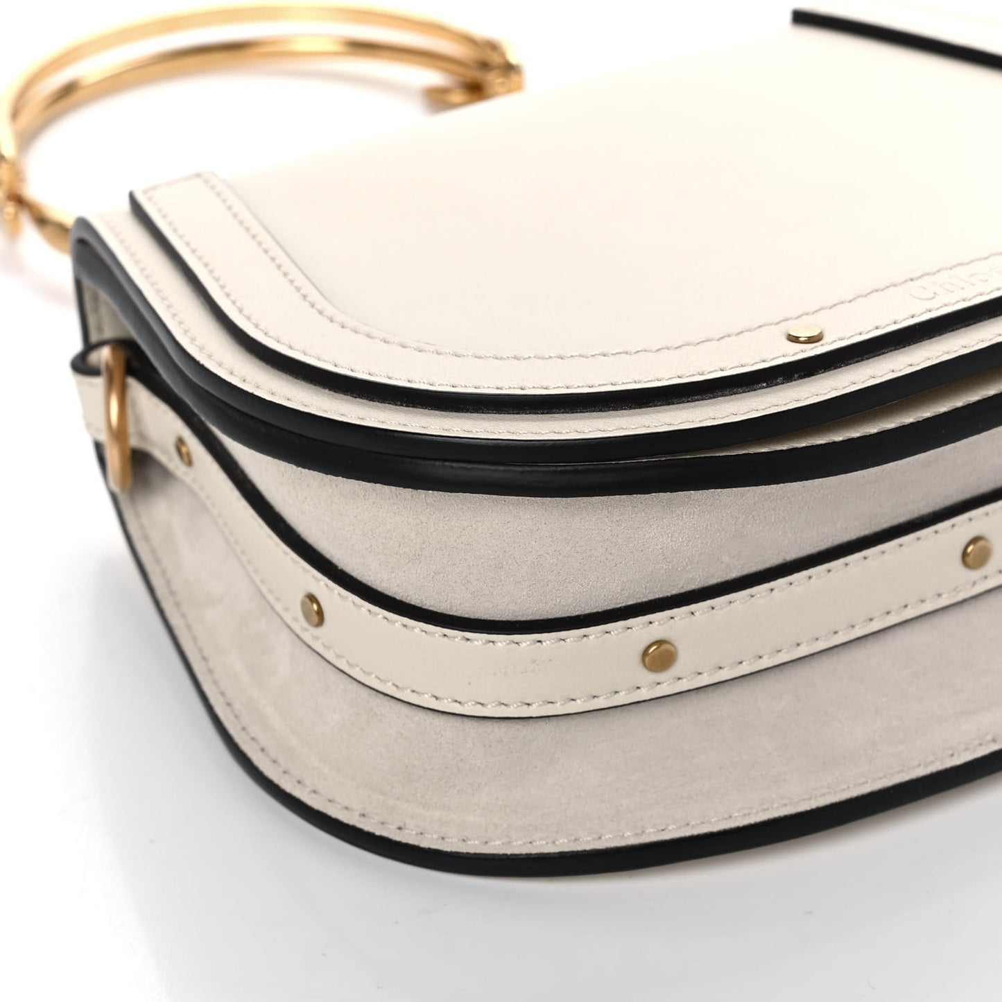 Calfskin Suede Small Nile Bracelet Bag Off White