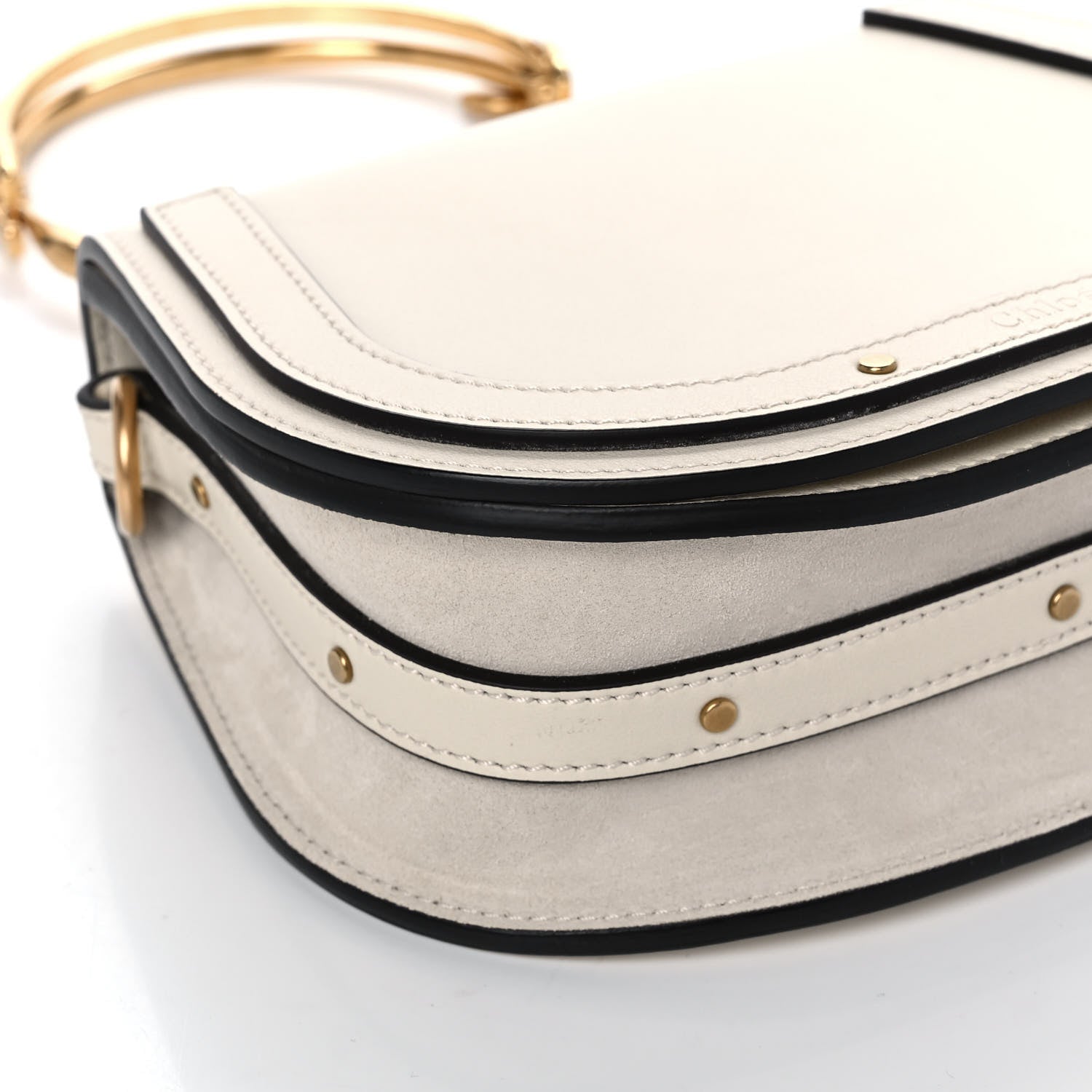 Chloe Calfskin Suede Small Nile Bracelet Bag Off White 9 of 12