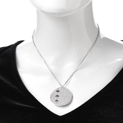 Cartier 18K White Gold Diamond LOVE Medallion Paved Pendant Necklace 2 of 5