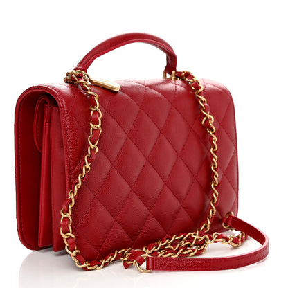 Chanel Caviar Quilted Mini Top Handle Flap Red 3 of 12