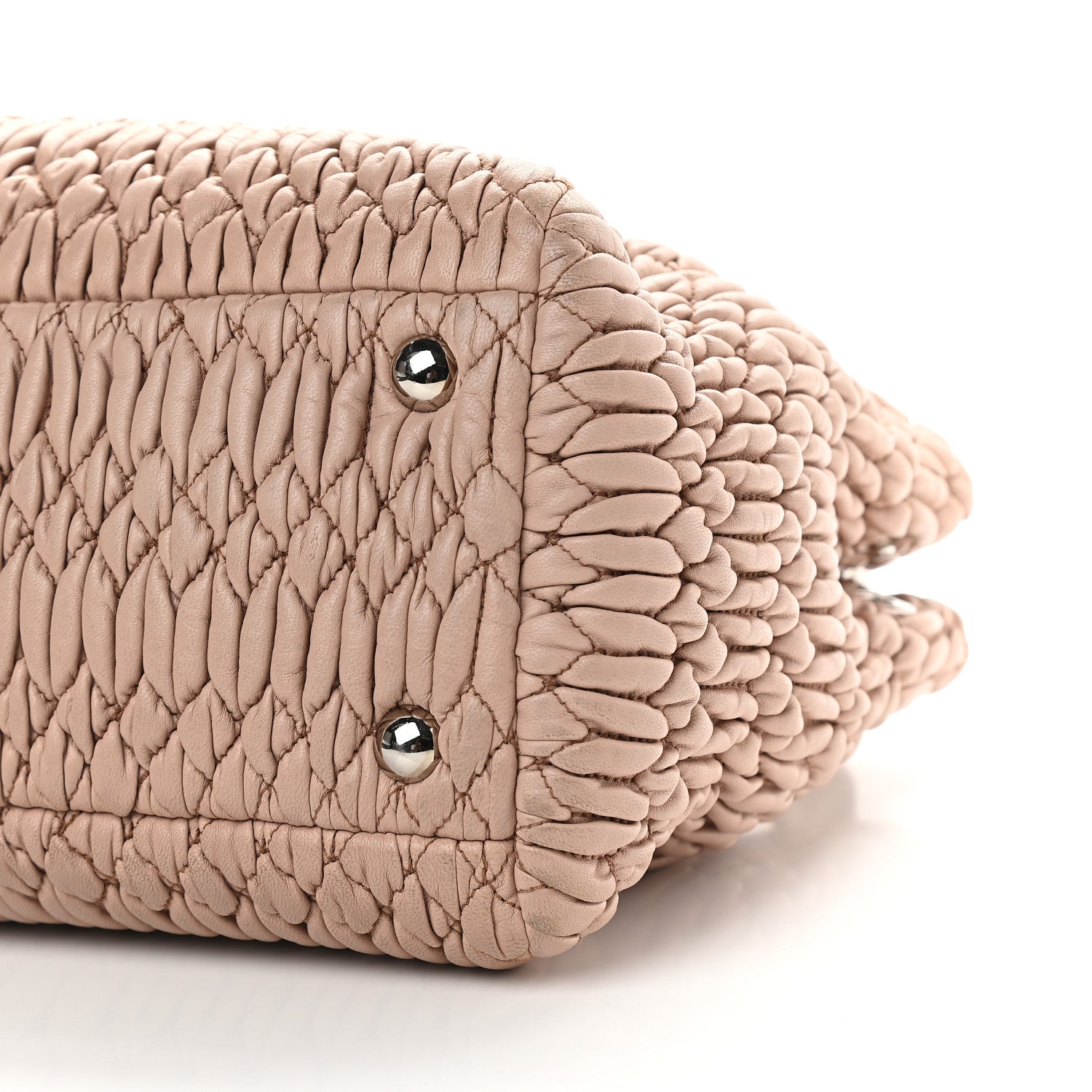 Miu Miu Nappa Matelasse Swarovski Crystal Tote Cammeo 9 of 9