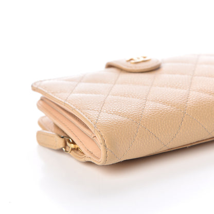 Chanel Caviar Quilted Zipped Pocket Wallet Beige 15 of 21