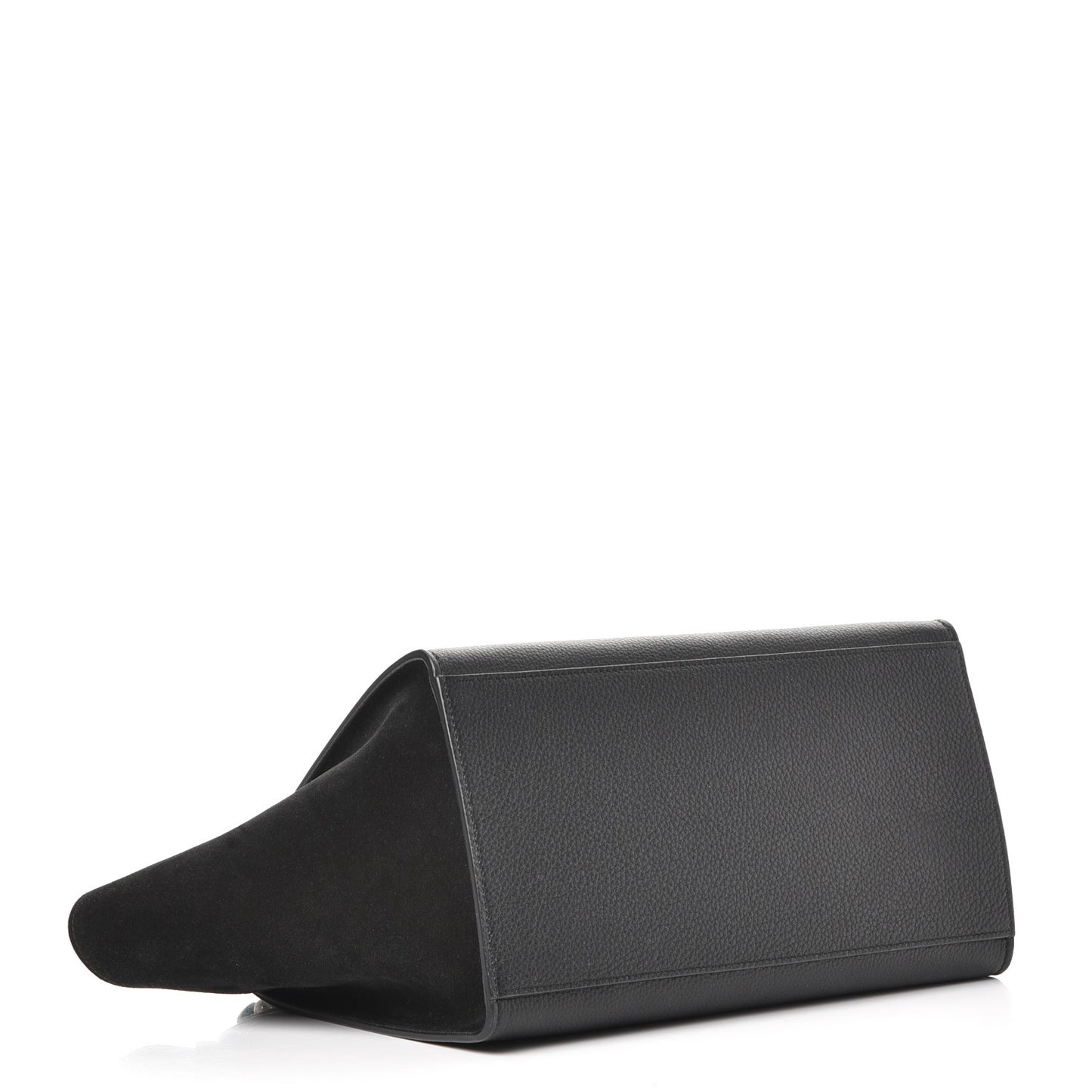 Drummed Calfskin Suede Small Trapeze Black