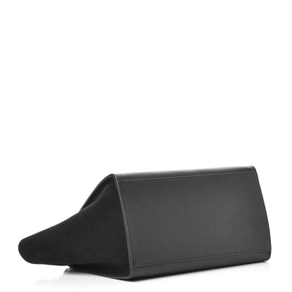 Celine Drummed Calfskin Suede Small Trapeze Black 4 of 7