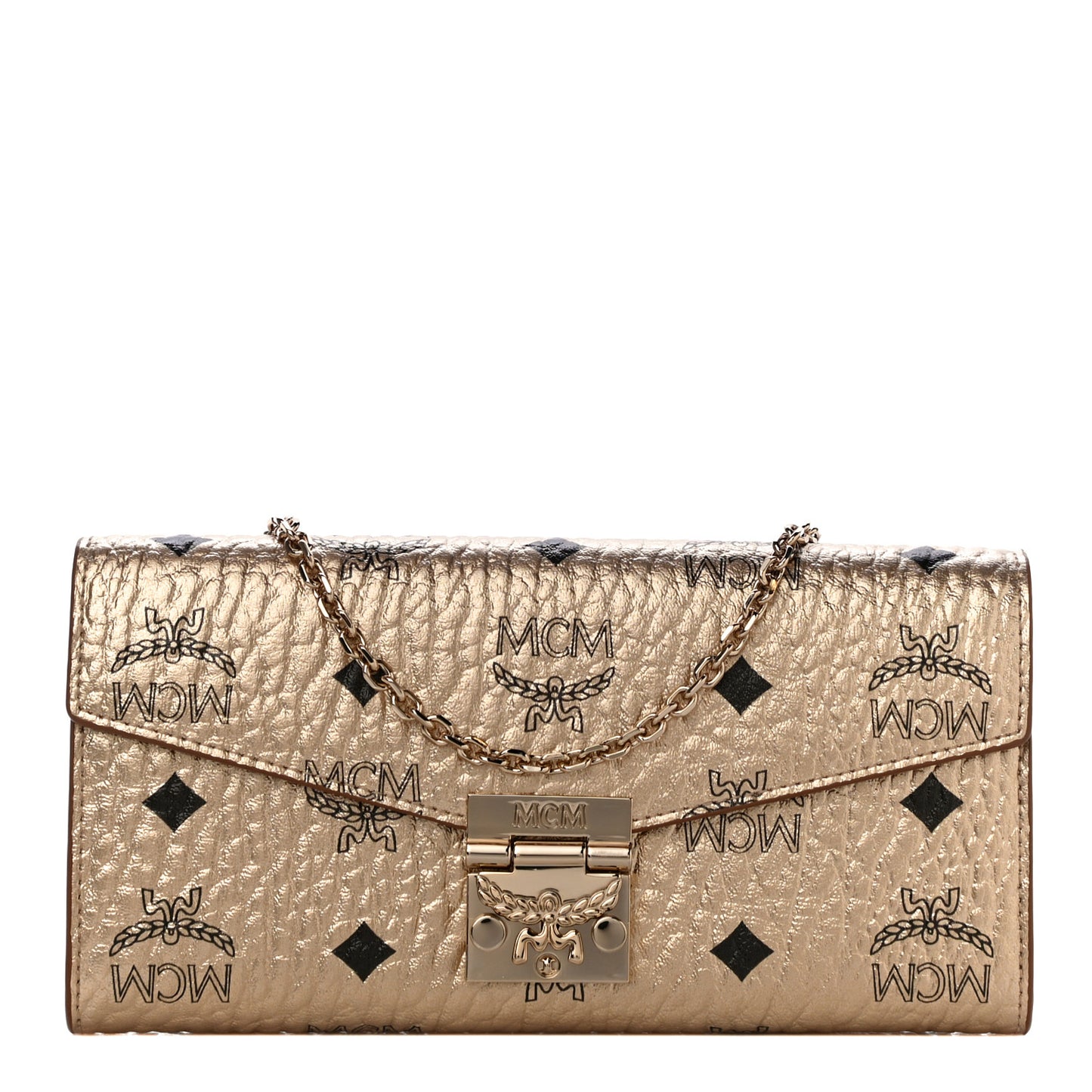 Metallic Visetos Patricia Wallet On Chain Gold