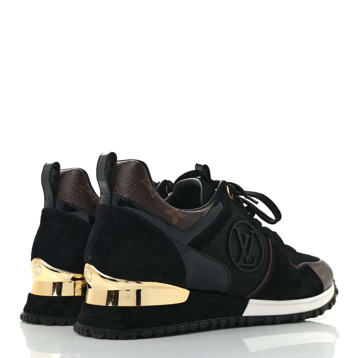Suede Monogram Run Away Sneakers 37.5 Black