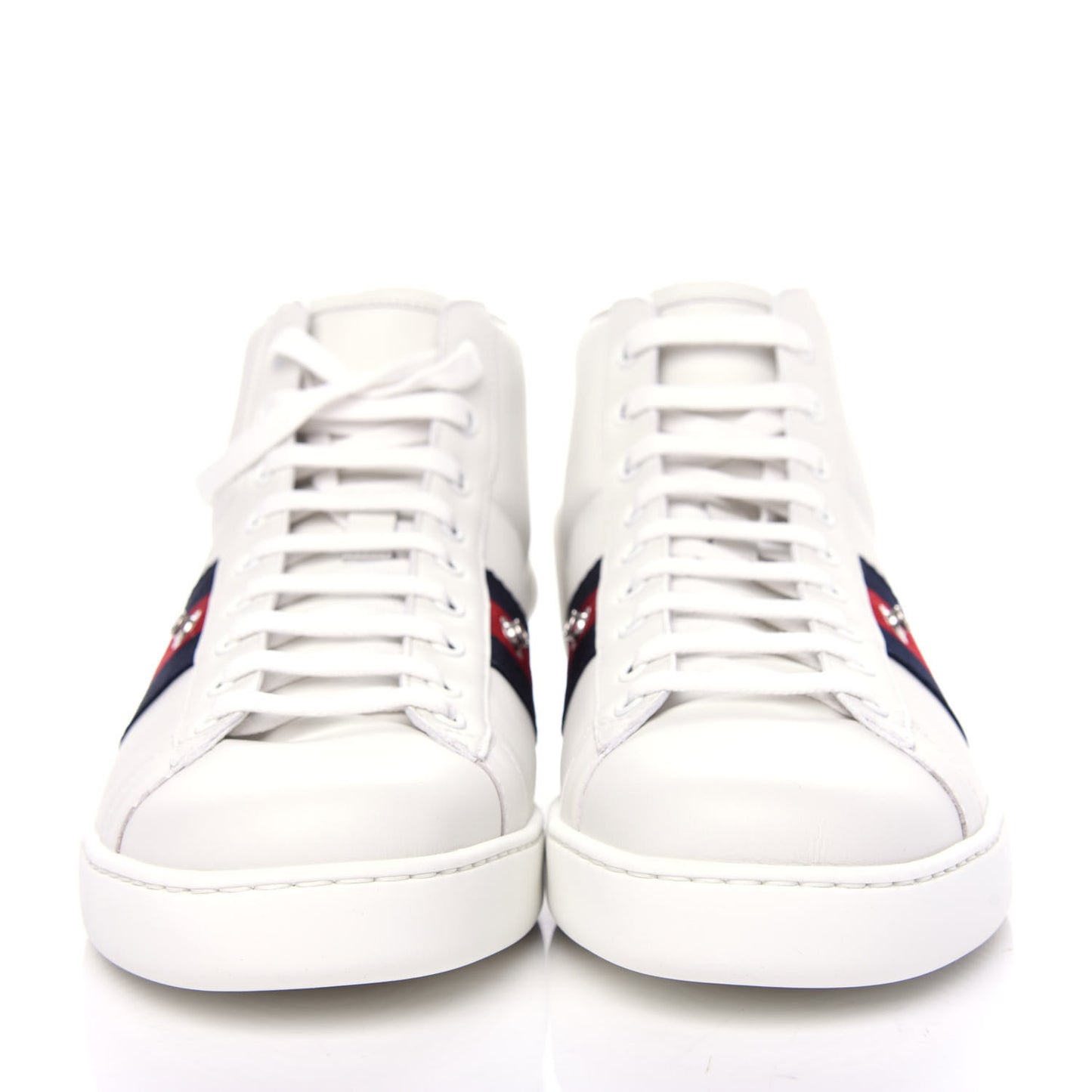Calfskin Ayers Embroidered Web Mens Ace Removable Patches High Top Sneakers 9.5 White
