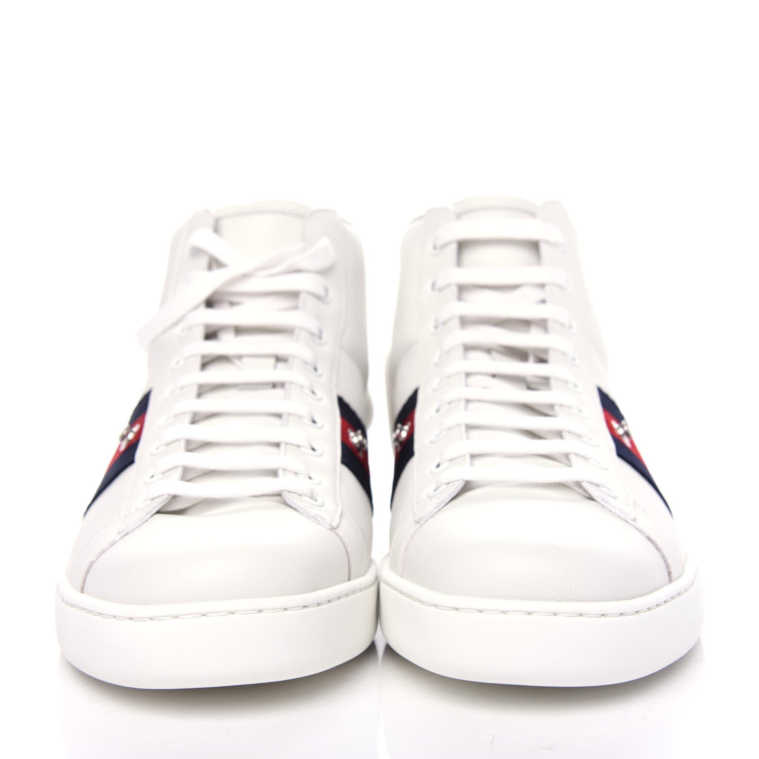 Gucci Calfskin Ayers Embroidered Web Mens Ace Removable Patches High Top Sneakers 9.5 White 2 of 10