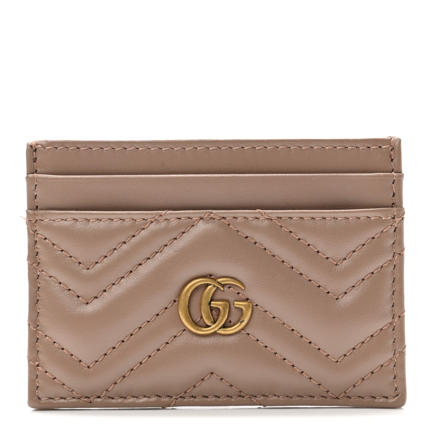 Gucci Calfskin Matelasse GG Marmont Card Holder Porcelain Rose 1 of 7