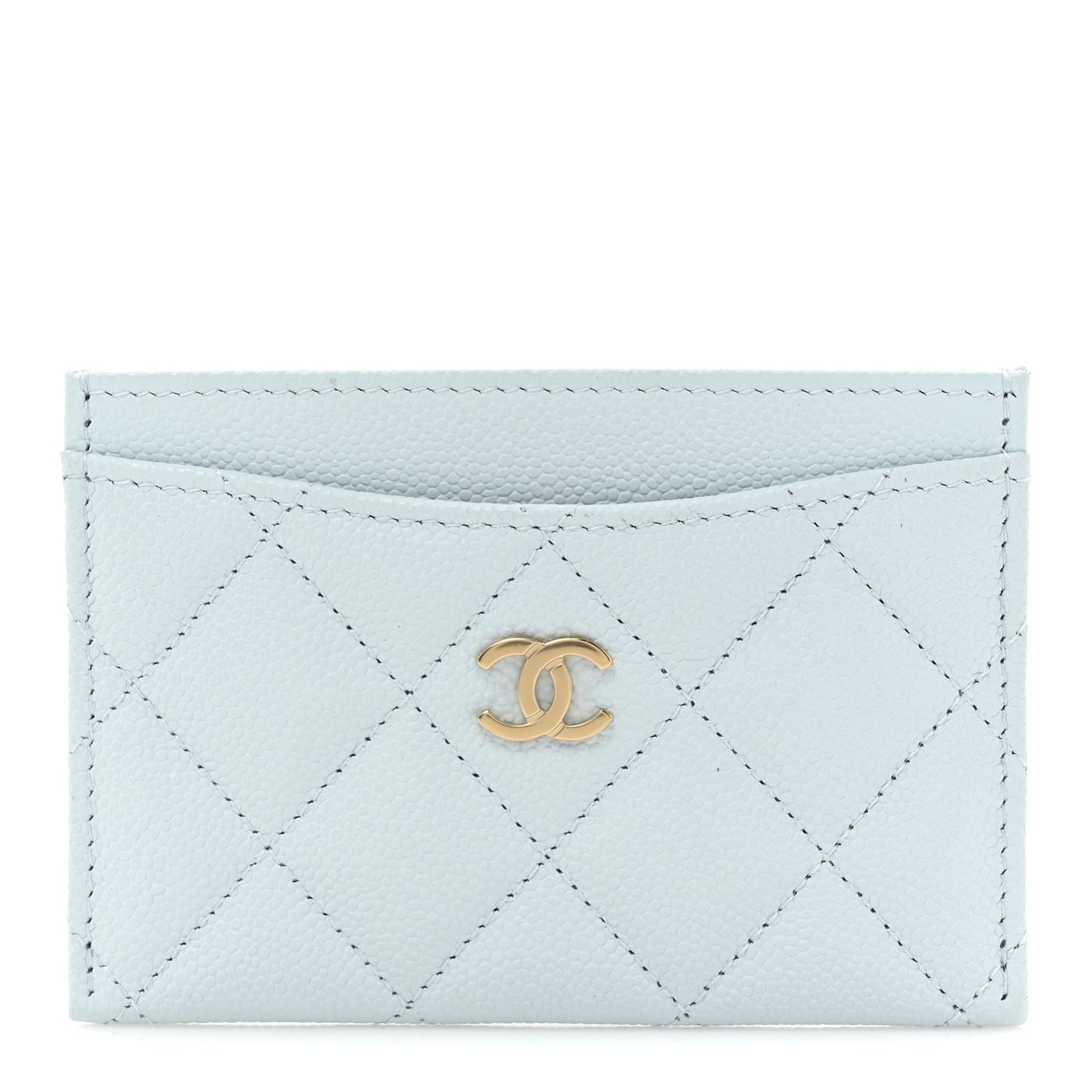 Caviar Quilted Card Holder Light Blue