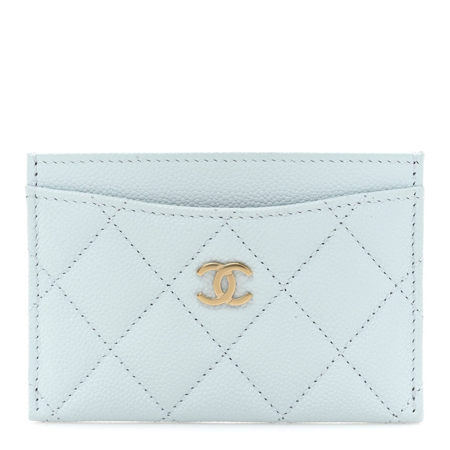 Chanel Caviar Quilted Card Holder Light Blue 1 of 9
