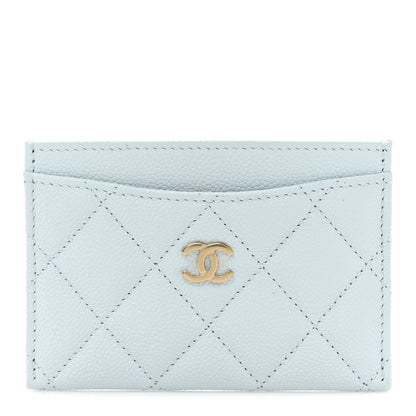 Chanel Caviar Quilted Card Holder Light Blue 1 of 9