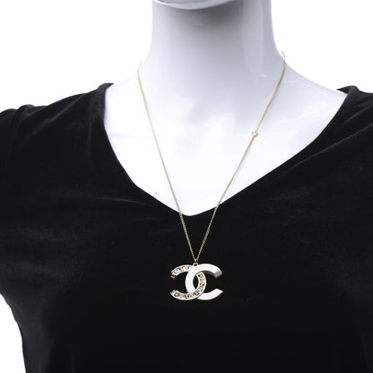 Chanel Resin Crystal Baguette CC Necklace Gold White 2 of 6