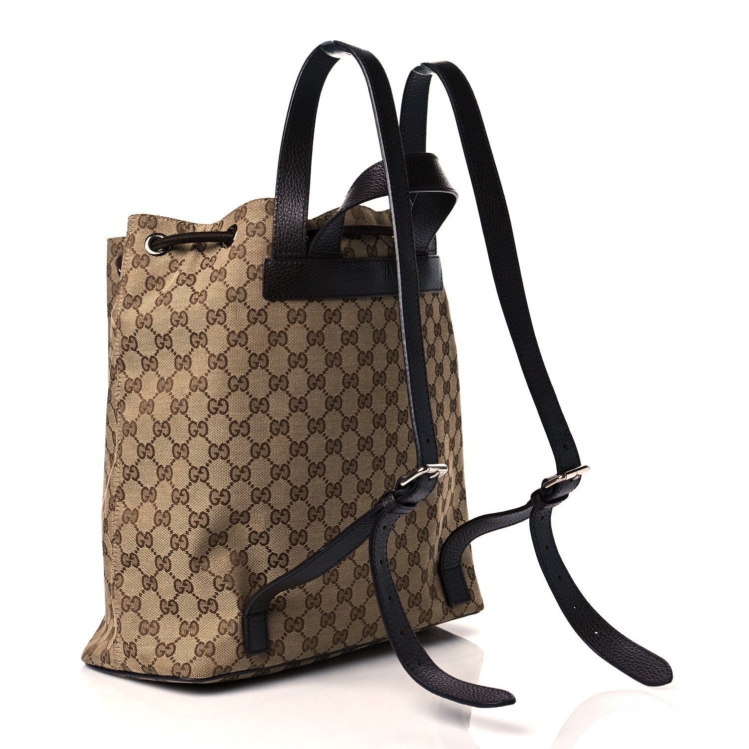 Gucci Monogram Dollar Calfskin O Drawstring Backpack Beige Ebony Testa di Moro Dark Chocolate 2 of 11