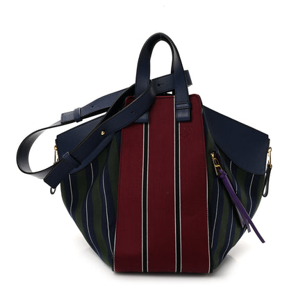 Loewe Canvas Calfskin Stripes Hammock Shoulder Bag Blue Red 1 of 13