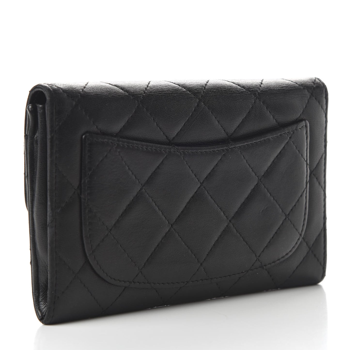 Lambskin Quilted Small Flap Wallet Black