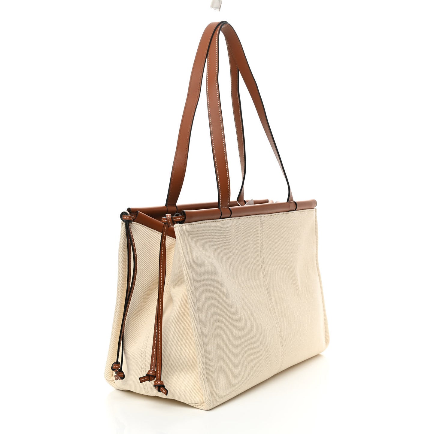 Canvas Calfskin Cushion Tote Beige