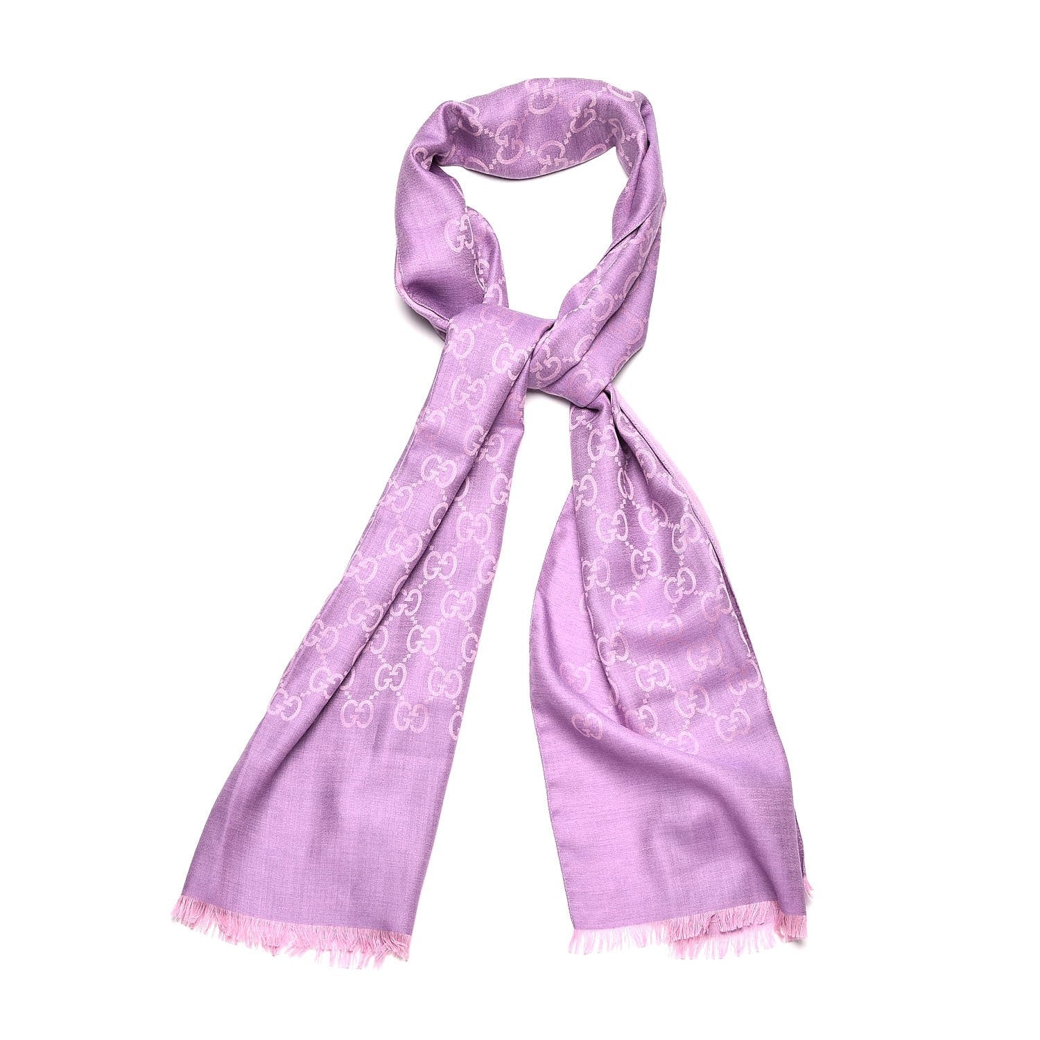 Gucci Jacquard Monogram Fringe Scarf Purple 1 of 5