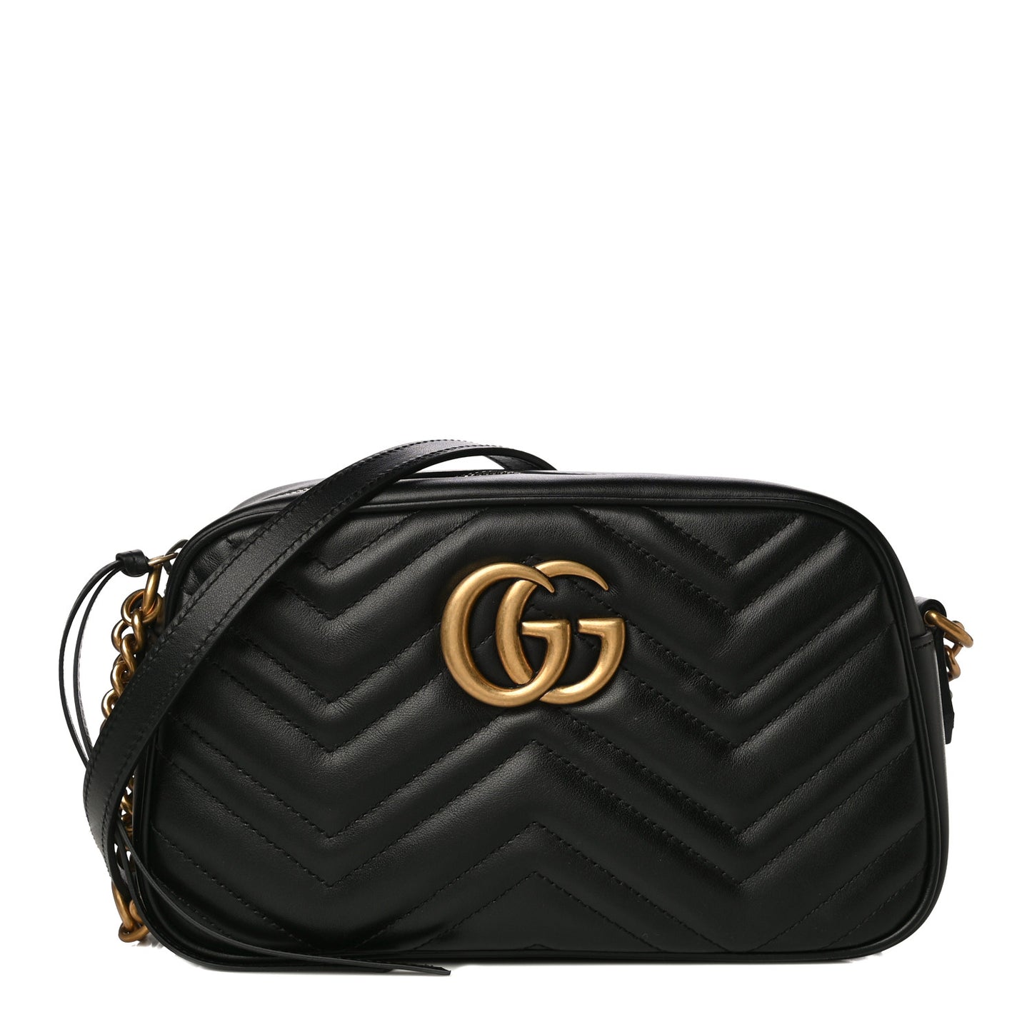 Calfskin Matelasse Small GG Marmont Chain Shoulder Bag Black