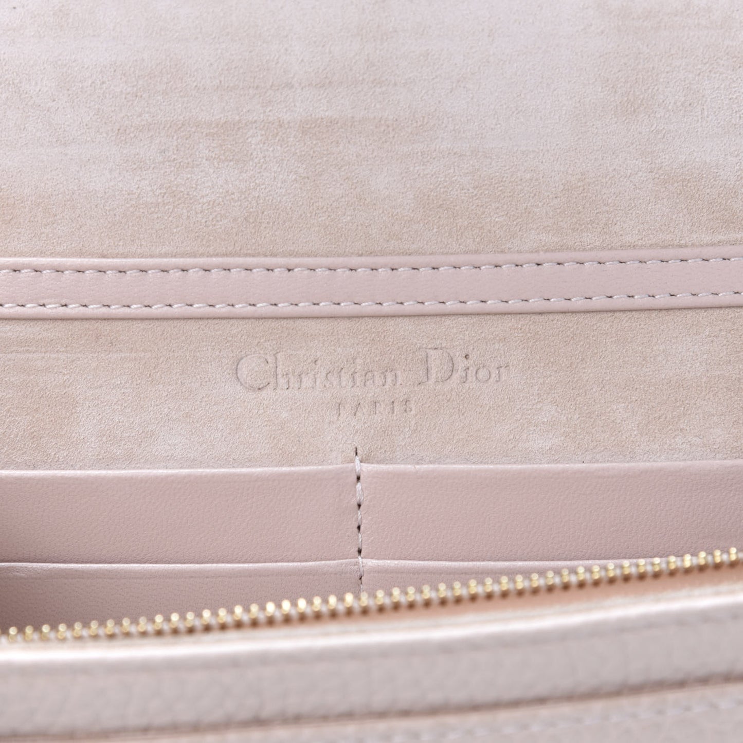 Grained Calfskin Diorama Wallet on Chain Pouch Nude