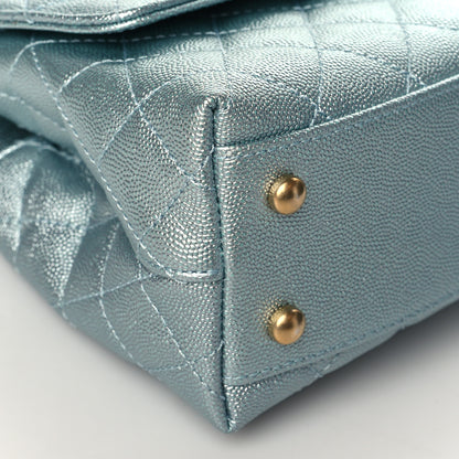 Chanel Metallic Caviar Quilted Mini Coco Handle Flap Light Blue 9 of 11