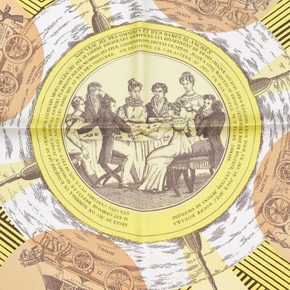Hermes Silk Jeu Des Omnibus Remix Scarf 90 Blanc Jaune Beige 3 of 7