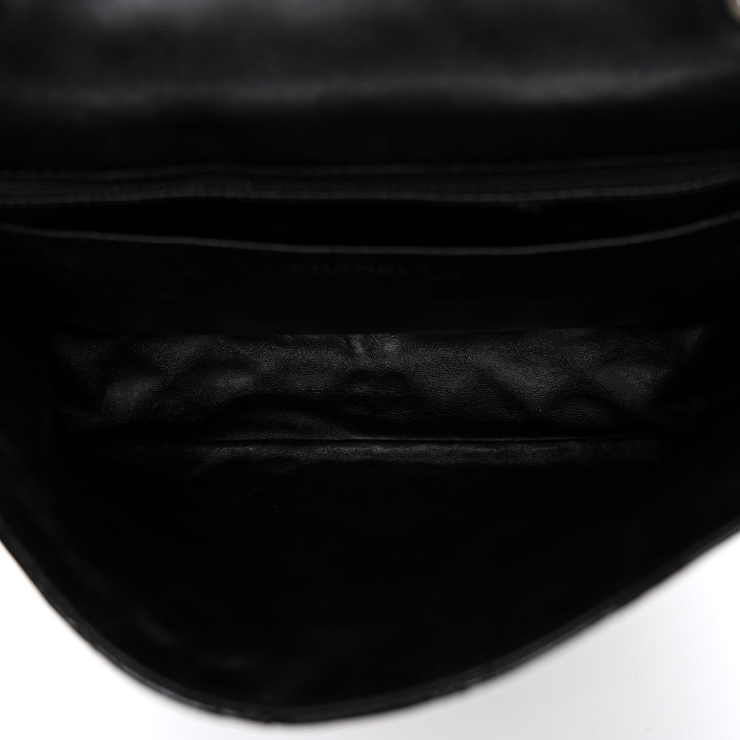 Patent Quilted Jumbo Single Flap Black