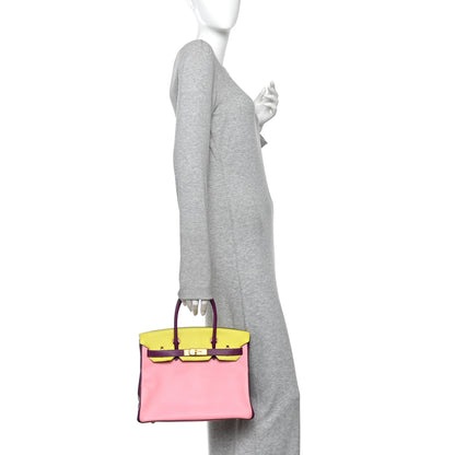 Hermes Chevre Mysore Horseshoe Birkin 30 Rose Confetti Anemone Lime 2 of 9