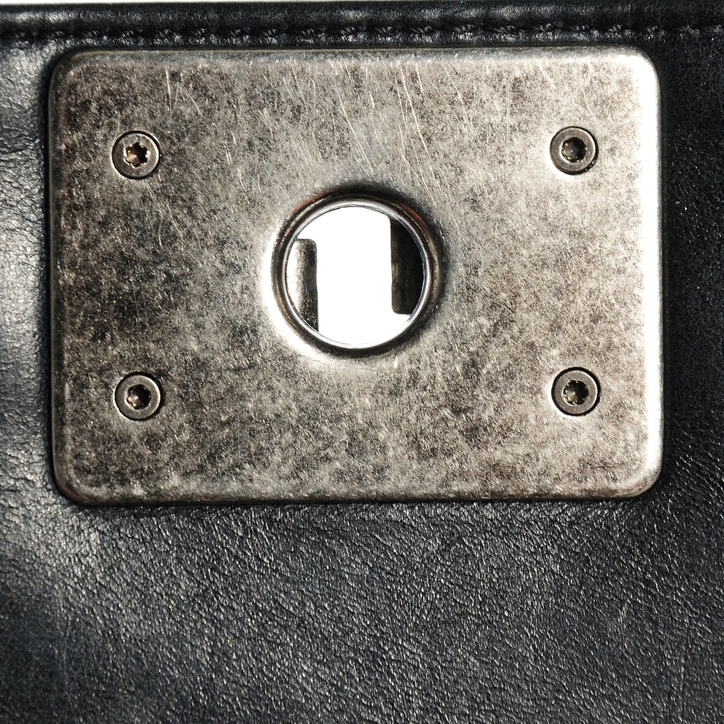 Calfskin Double Stitch Medium Boy Flap Black