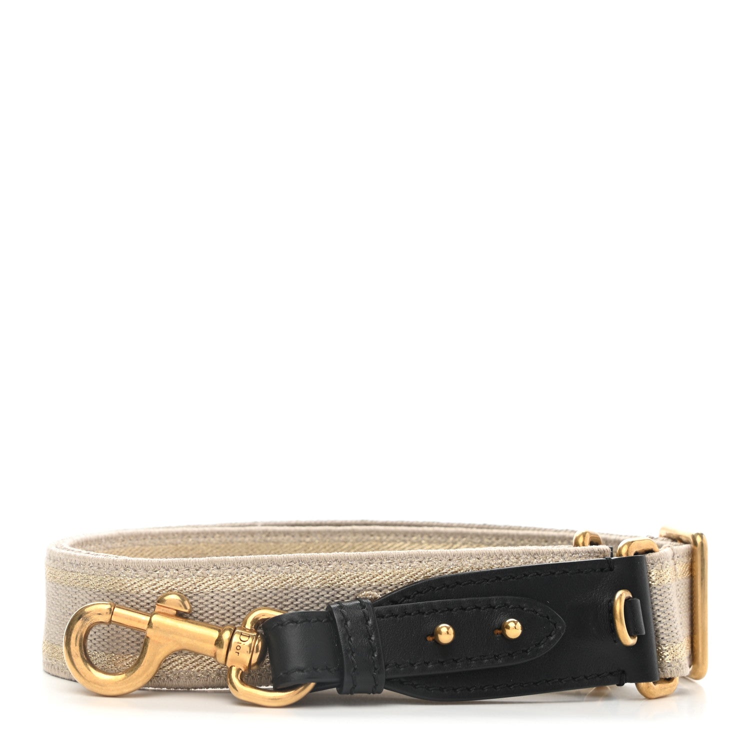 Christian Dior Canvas Embroidered Shoulder Strap Beige Gold 1 of 5
