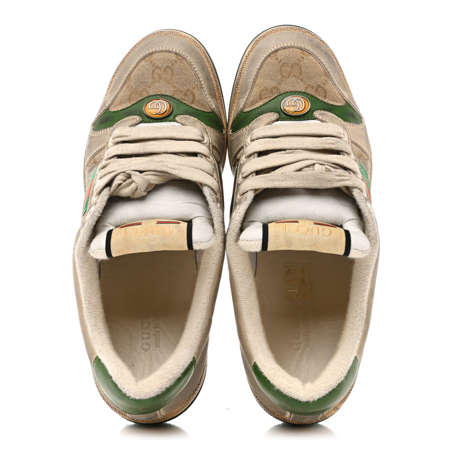 GG Monogram Nubuck Web Womens Screener Sneakers 39 New Sand Dusty Milk Vintage Green 38 New Sand Dusty Milk Vintage Green