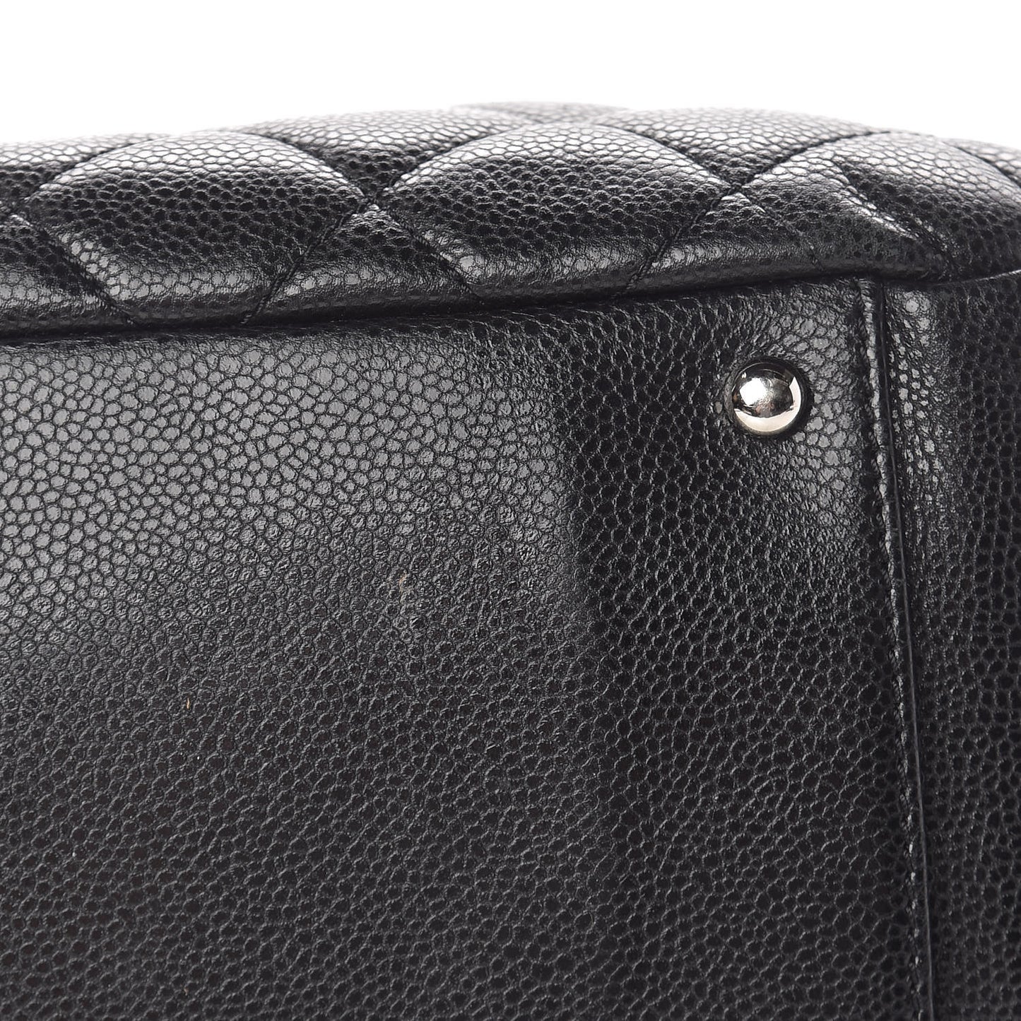 Caviar Quilted Framed Bowling Bag Black