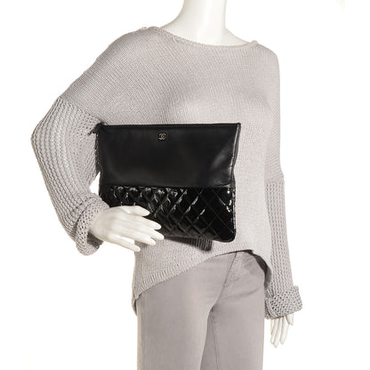 Chanel Patent Quilted Lambskin Large Cosmetic Case Black 2 of 7