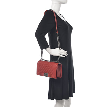 Chanel Caviar Quilted Medium Boy Flap Red 2 of 10