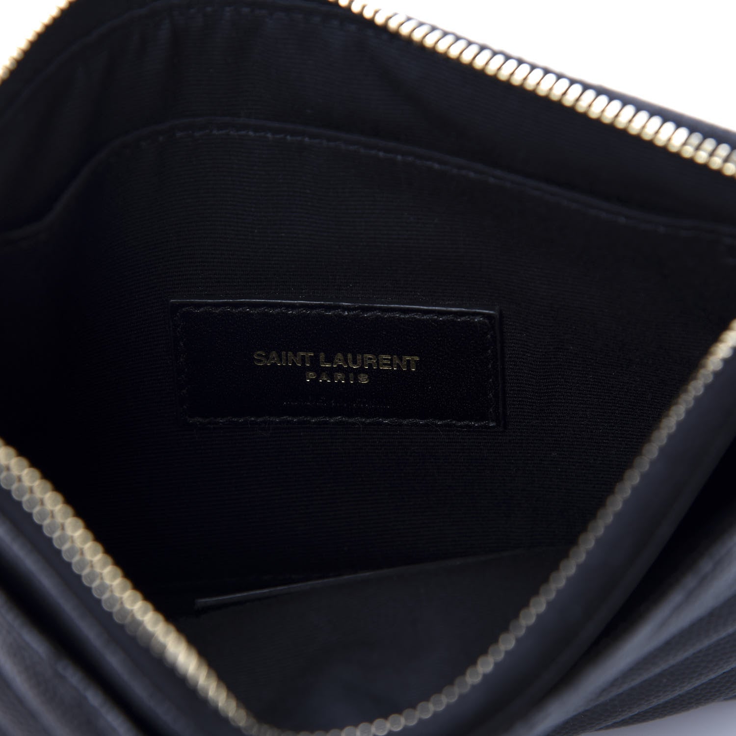 Saint Laurent Grain De Poudre Chevron Monogram Bill Pouch Black 6 of 6