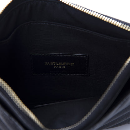 Saint Laurent Grain De Poudre Chevron Monogram Bill Pouch Black 6 of 6