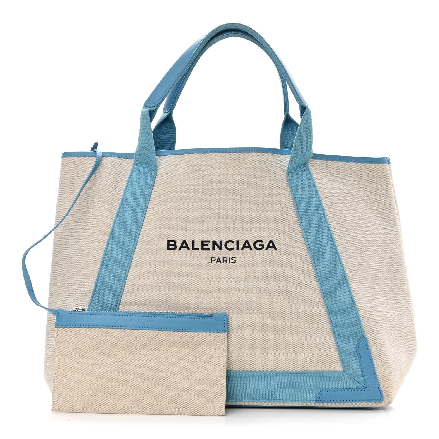 Balenciaga Cotton Canvas Calfskin M Navy Cabas Light Blue 1 of 11