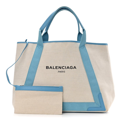 Balenciaga Cotton Canvas Calfskin M Navy Cabas Light Blue 1 of 11